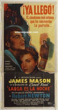 b836 ODD MAN OUT Spanish three-sheet movie poster '47 James Mason, Carol Reed