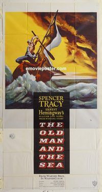 b838 OLD MAN & THE SEA three-sheet movie poster '58 Spencer Tracy, Hemingway