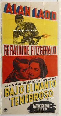 b842 OSS Spanish three-sheet movie poster '46 Alan Ladd, Geraldine Fitzgerald