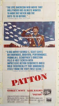 b855 PATTON three-sheet movie poster '70 George C. Scott classic!