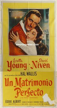 b857 PERFECT MARRIAGE Spanish three-sheet movie poster '46 Loretta Young