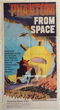 b860 PHANTOM FROM SPACE three-sheet movie poster '53 alien visitor!