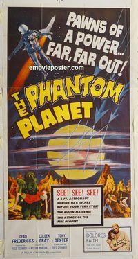 b861 PHANTOM PLANET three-sheet movie poster '62 sci-fi space shocker!