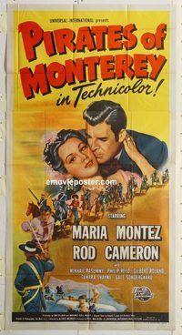 b865 PIRATES OF MONTEREY three-sheet movie poster '47 Maria Montez