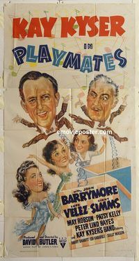 b866 PLAYMATES three-sheet movie poster '41 Kay Kyser, John Barrymore
