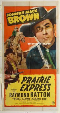 b867 PRAIRIE EXPRESS three-sheet movie poster '47 Johnny Mack Brown