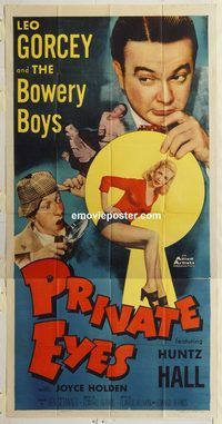 b870 PRIVATE EYES three-sheet movie poster '53 Bowery Boys, Huntz Hall
