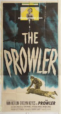 b872 PROWLER three-sheet movie poster '51 Joseph Losey, Evelyn Keyes