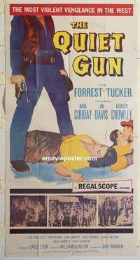 b874 QUIET GUN three-sheet movie poster '57 Forrest Tucker, Mara Corday