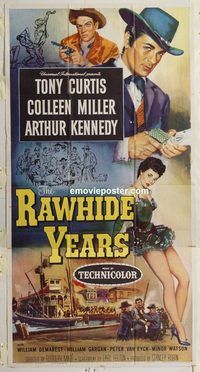 b879 RAWHIDE YEARS three-sheet movie poster '55 Tony Curtis, Colleen Miller