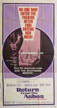 b883 RETURN FROM THE ASHES three-sheet movie poster '65 Samantha Eggar