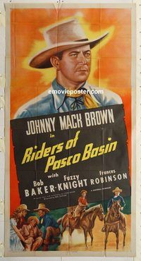 b887 RIDERS OF PASCO BASIN three-sheet movie poster R47 Johnny Mack Brown