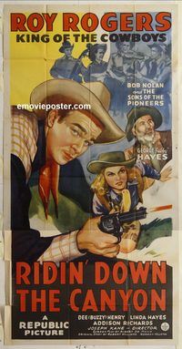b888 RIDIN' DOWN THE CANYON three-sheet movie poster '42 Roy Rogers