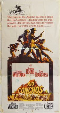 b890 RIO CONCHOS three-sheet movie poster '64 Richard Boone, Whitman