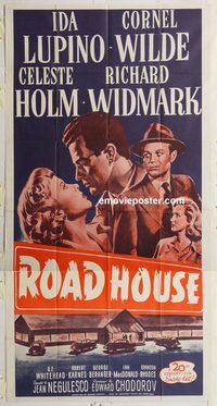 b893 ROAD HOUSE three-sheet movie poster R53 Ida Lupino, film noir!