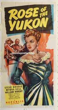 b897 ROSE OF THE YUKON three-sheet movie poster '48 Steve Brodie, Alaska!