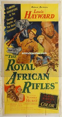 b899 ROYAL AFRICAN RIFLES three-sheet movie poster '53 Louis Hayward