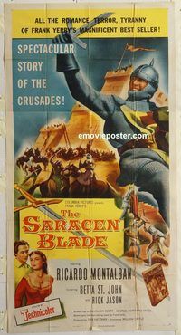 b903 SARACEN BLADE three-sheet movie poster '54 William Castle, Mantalban