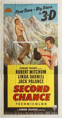 b905 SECOND CHANCE three-sheet movie poster '53 3D Mitchum, Palance