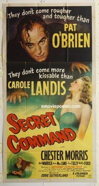 b906 SECRET COMMAND three-sheet movie poster '44 Pat O'Brien, Carole Landis