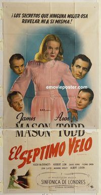 b912 SEVENTH VEIL Spanish three-sheet movie poster '46 James Mason, Ann Todd