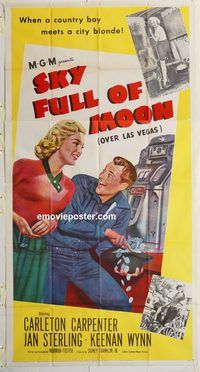 b923 SKY FULL OF MOON three-sheet movie poster '52 Las Vegas gambling!