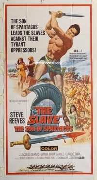 b924 SLAVE three-sheet movie poster '63 Steve Reeves, Sergio Corbucci