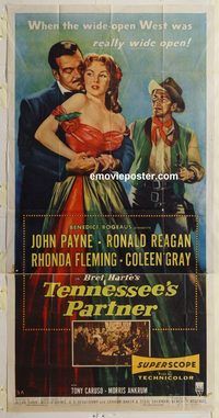 b977 TENNESSEE'S PARTNER three-sheet movie poster '55 Ronald Reagan, Fleming