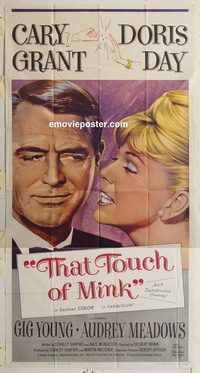 b981 THAT TOUCH OF MINK three-sheet movie poster '62 Cary Grant, Doris Day