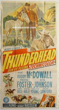 b984 THUNDERHEAD - SON OF FLICKA three-sheet movie poster '45 McDowall