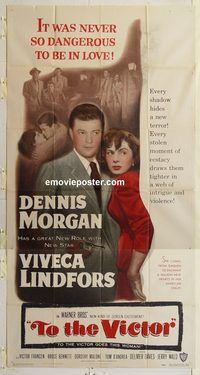 b986 TO THE VICTOR three-sheet movie poster '48 Dennis Morgan, Lindfors