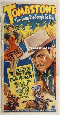b988 TOMBSTONE THE TOWN TOO TOUGH TO DIE three-sheet movie poster '42 Dix