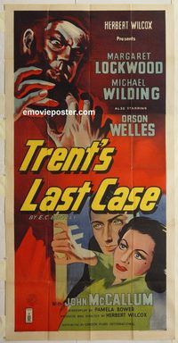 b111 TRENT'S LAST CASE English three-sheet movie poster '53 Welles, Lockwood
