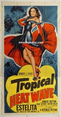 b992 TROPICAL HEAT WAVE three-sheet movie poster '52 full-length Estelita!