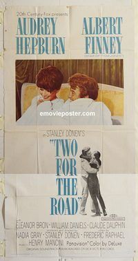 b995 TWO FOR THE ROAD three-sheet movie poster '67 Audrey Hepburn, Al Finney