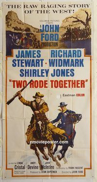 b996 TWO RODE TOGETHER three-sheet movie poster '60 James Stewart, John Ford