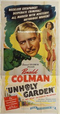 b999 UNHOLY GARDEN three-sheet movie poster R44 Ronald Colman, Fay Wray