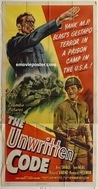 c004 UNWRITTEN CODE three-sheet movie poster '44 Tom Neal, Ann Savage