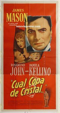 c007 UPTURNED GLASS Spanish three-sheet movie poster '48 James Mason
