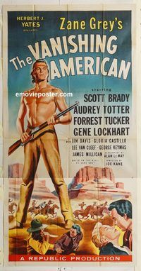 c009 VANISHING AMERICAN three-sheet movie poster '55 Zane Grey