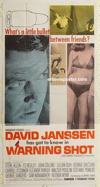 c017 WARNING SHOT three-sheet movie poster '66 David Janssen, Masterson
