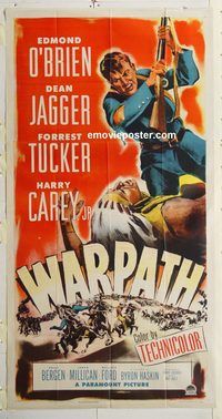 c018 WARPATH three-sheet movie poster '51 Edmond O'Brien, Dean Jagger