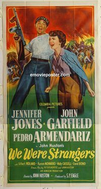 c019 WE WERE STRANGERS three-sheet movie poster '49 Jones, Garfield