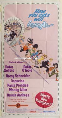 c021 WHAT'S NEW PUSSYCAT three-sheet movie poster '65 Woody Allen, Sellers