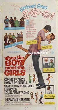 c024 WHEN THE BOYS MEET THE GIRLS three-sheet movie poster '65 teen musical!