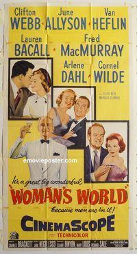 c031 WOMAN'S WORLD three-sheet movie poster '54 Allyson, Webb, Heflin, Bacall