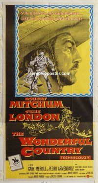 c032 WONDERFUL COUNTRY three-sheet movie poster '59 Robert Mitchum, London