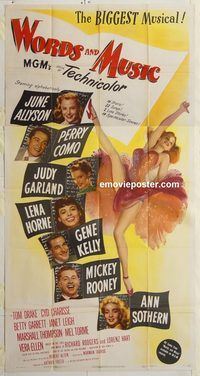 c034 WORDS & MUSIC three-sheet movie poster '49 Judy Garland