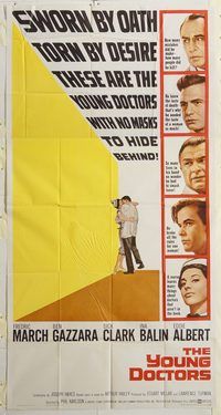 c043 YOUNG DOCTORS three-sheet movie poster '61 Fredric March, Ben Gazzara