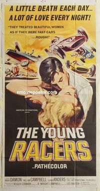 c046 YOUNG RACERS three-sheet movie poster '63 Roger Corman, car racing!
